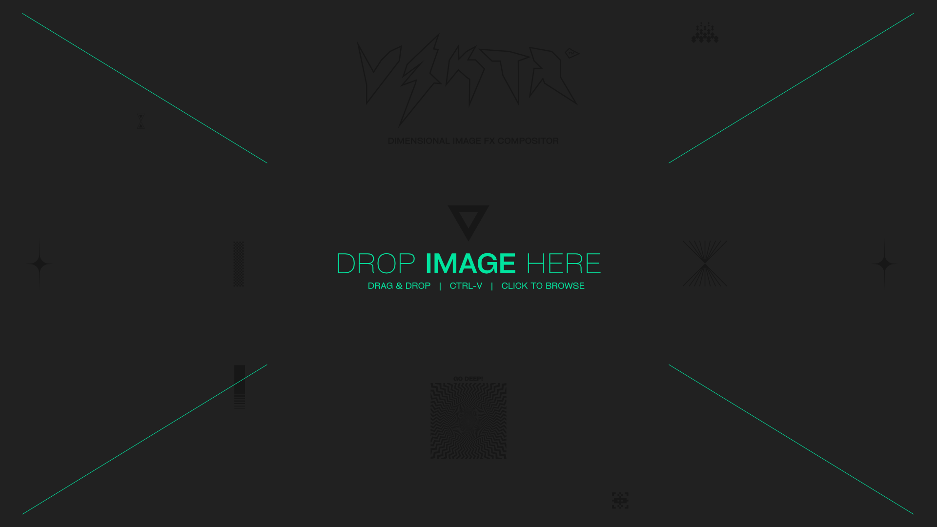 V3KTR — the app's empty start screen, ready for an image